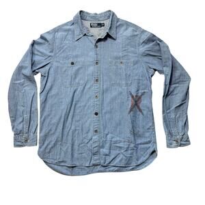 POLO Ralph Lauren Rare Shipyard Nautical Chambray Button-Up Denim Shirt Men's XL